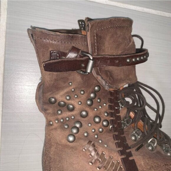 A.S. 98 Brown Studded Leather Boots 36 - Picture 4 of 10